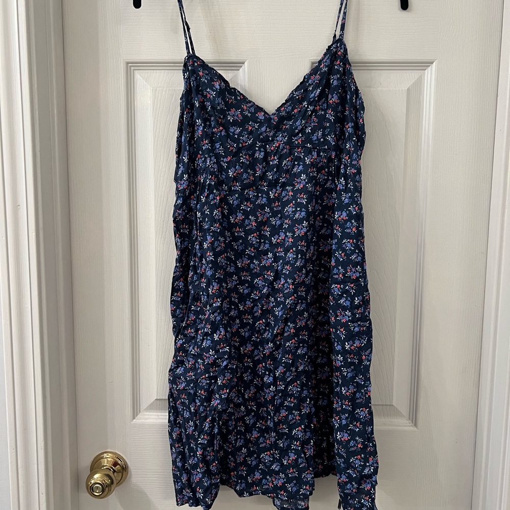 Hollister Navy Floral Dress with adjustable Spaghetti Straps
